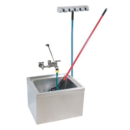 Bk Resources Mop Sink Kits 16 in x 20 in, 1, 0, Floor Mount, Stainless Steel BKMS2-1620-6-KIT